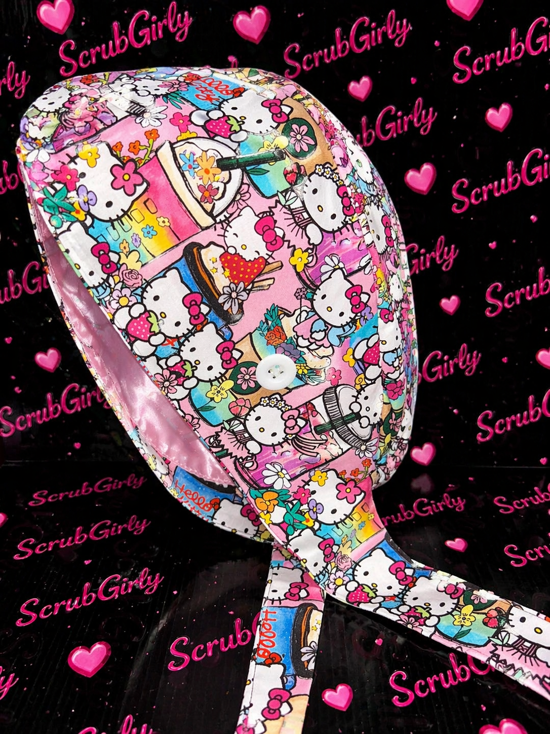 KITTY IN BLOOM SCRUB CAP